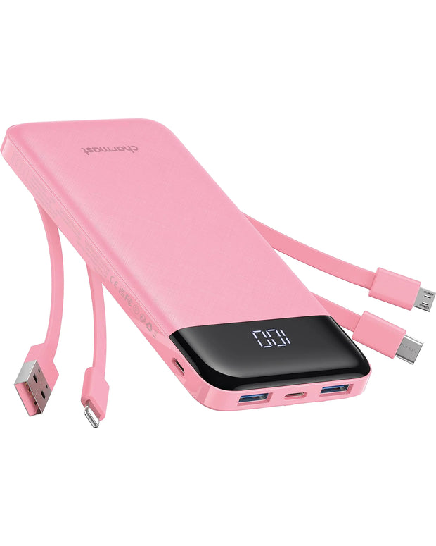 Portable Charger with Built in Cables, Portable Charger