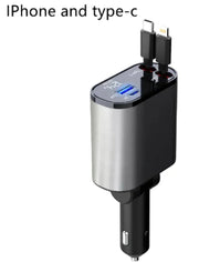 100W Super Fast Car Charger with USB & Type-C