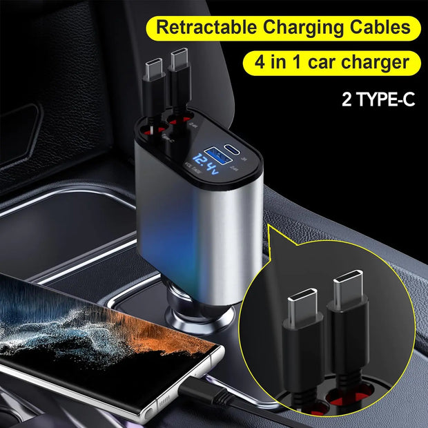 TIKTOK SHOP Retractable Car Charger, 4 in 1