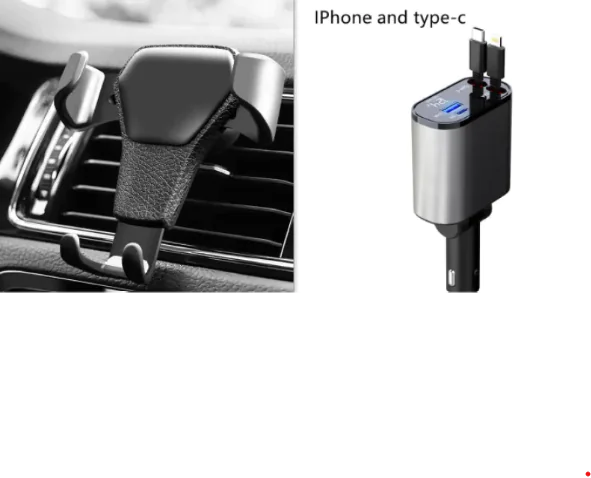 100W Super Fast Car Charger with USB & Type-C