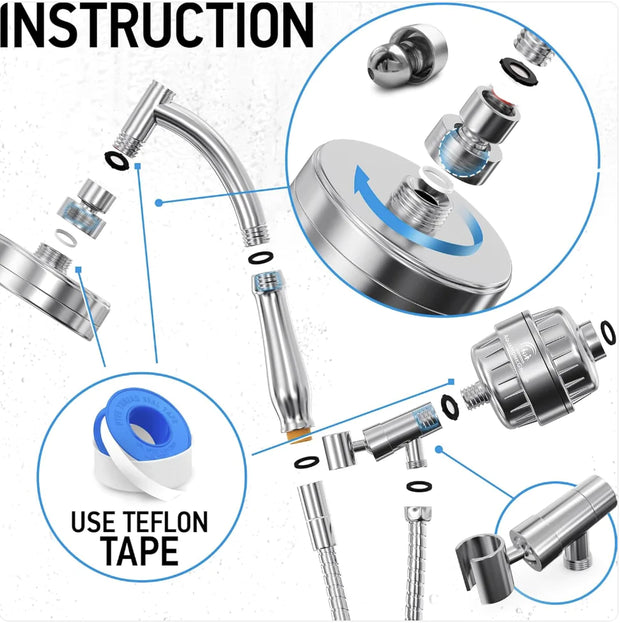 Supercharged 20-Level Filter Shower Head Set